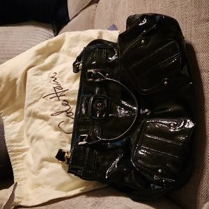Cole Haan patent leather bag with dust bag. Black shiny lots of storage.